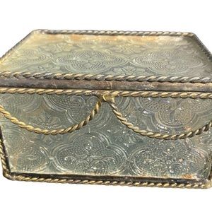 - Embossed Glass Box with Brass Trim
